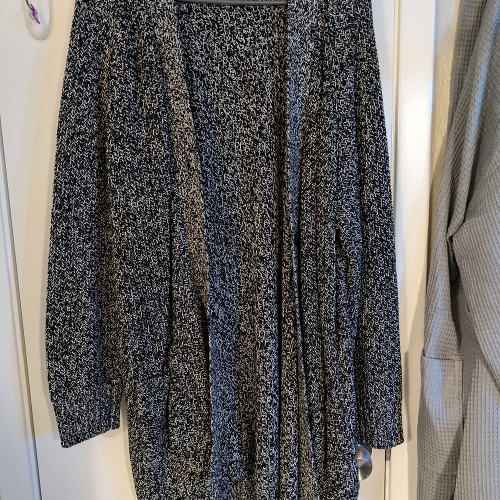 Black and white knit cardigan